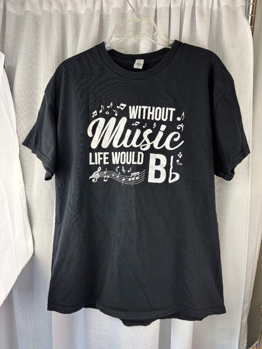Without Music, Life Would B (Flat) Sarcastic Novelty Funny T-Shirt Unisex XL